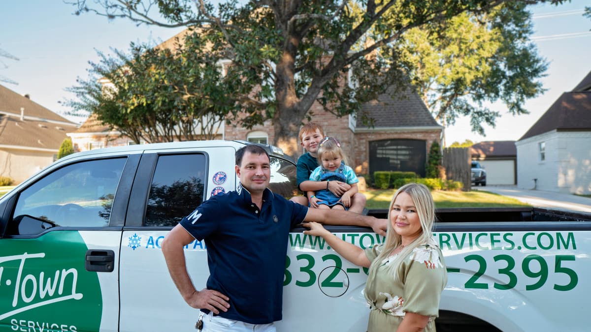 Dimitriy and family with the H-Town service truck