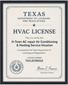 H-Town Texas HVAC license #TACLB78001E, #RPM18789 certificate